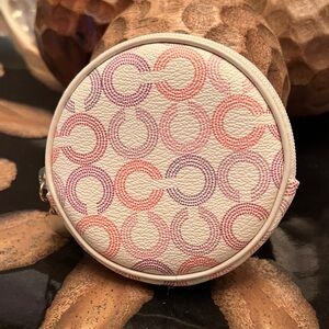 Coach Cream Pink and Purple Circle coin purse